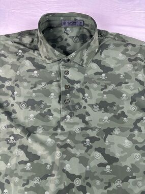G/FORE Men's Olive Green Camo Skull Polo